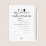 1981 The Price Is Right Game with Answers Printable by LittleSizzle
