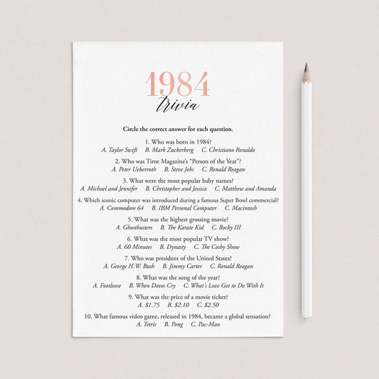1984 Trivia Questions and Answers Printable by LittleSizzle