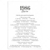 1986 Trivia Quiz with Answer Key Instant Download by LittleSizzle