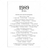 1989 Trivia Quiz with Answer Key Instant Download by LittleSizzle