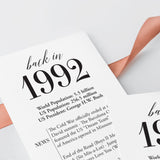 35th Birthday Party Decorations Back in 1992 Table Card