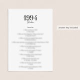 1994 Trivia Quiz with Answer Key Instant Download