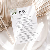 30th Anniversary Games Printable Floral Married in 1996