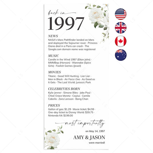 1997 Anniversary Table Cards Personalized 30th Anniversary Decor by LittleSizzle