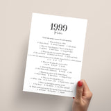 1999 Trivia Quiz with Answers Digital Download