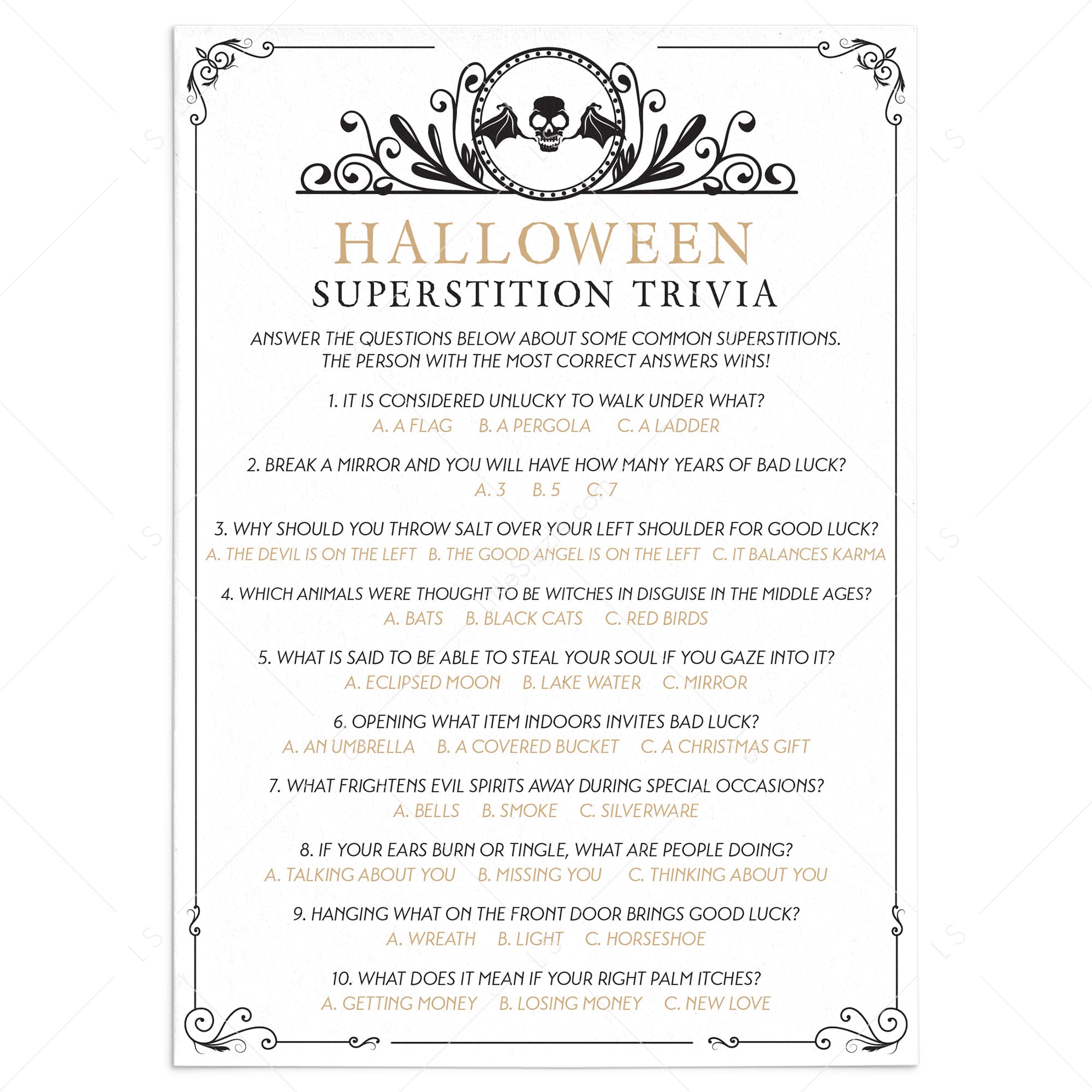 Black Skull Halloween Superstitions Quiz with Answers by LittleSizzle
