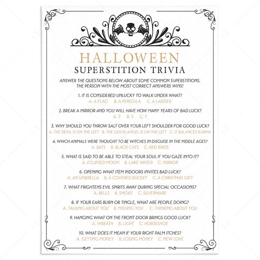 Black Skull Halloween Superstitions Quiz with Answers by LittleSizzle