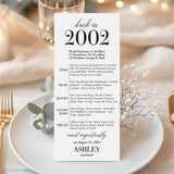 25th Birthday Party Decorations Back in 2002 Table Card