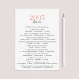 2003 Trivia Questions and Answers Printable by LittleSizzle