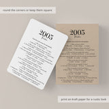 2003 Trivia Quiz with Answer Key Instant Download