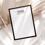 2026 New Year's Bucket List Card Printable