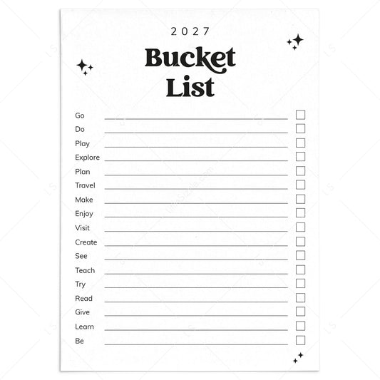 2027 Bucket List Printable by LittleSizzle