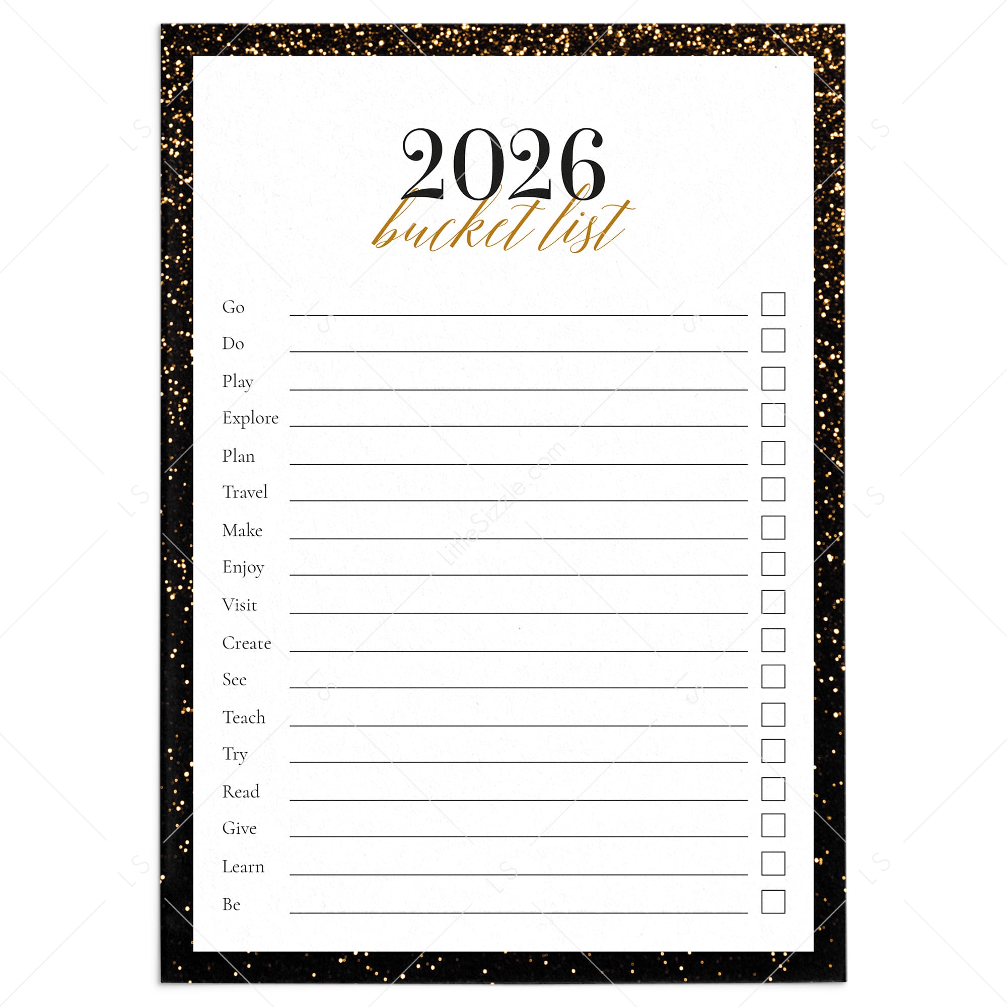 2026 New Year's Bucket List Card Printable by LittleSizzle