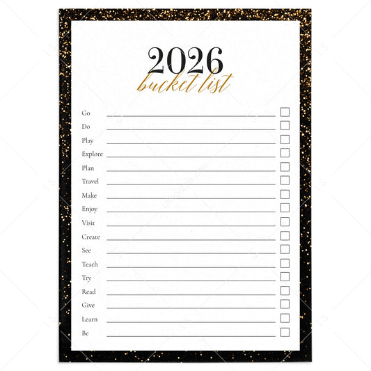 2026 New Year's Bucket List Card Printable by LittleSizzle