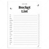 2026 Bucket List Printable by LittleSizzle