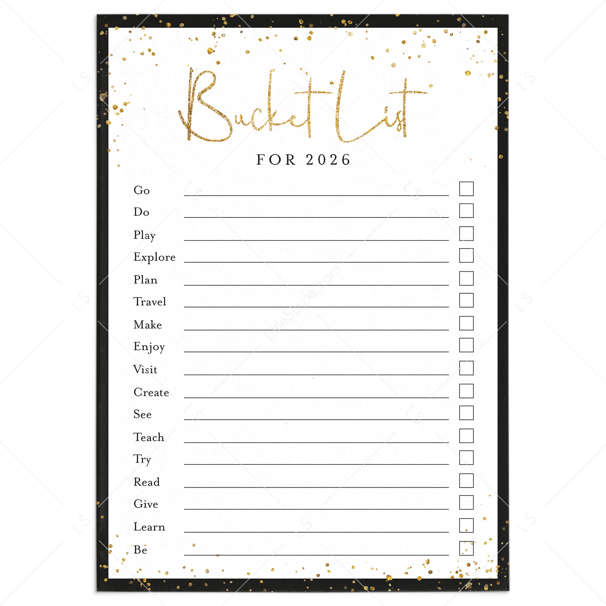 New Years Bucket List for 2026 Printable by LittleSizzle
