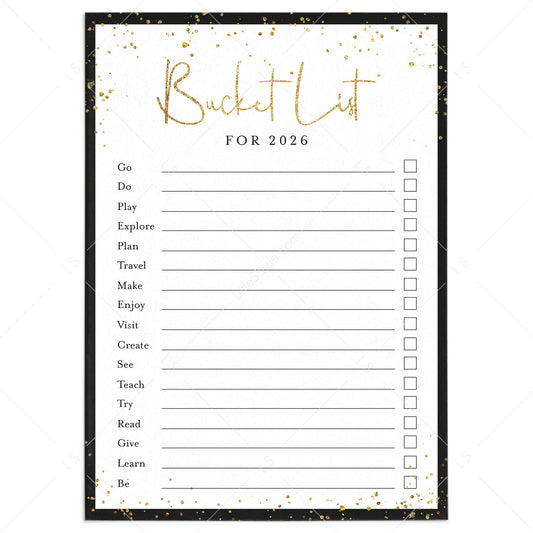 New Years Bucket List for 2026 Printable by LittleSizzle