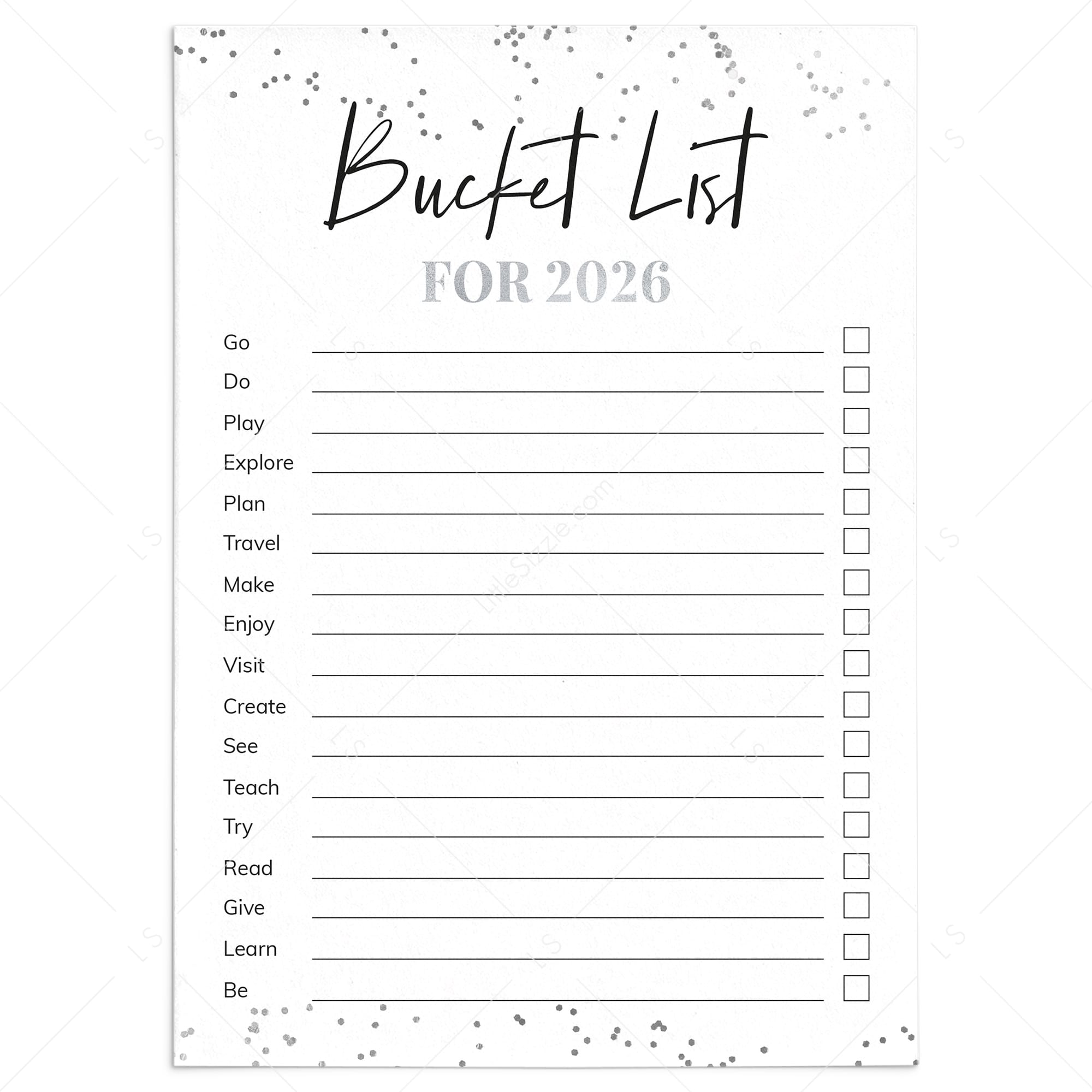 New Year Bucket List Printable by LittleSizzle