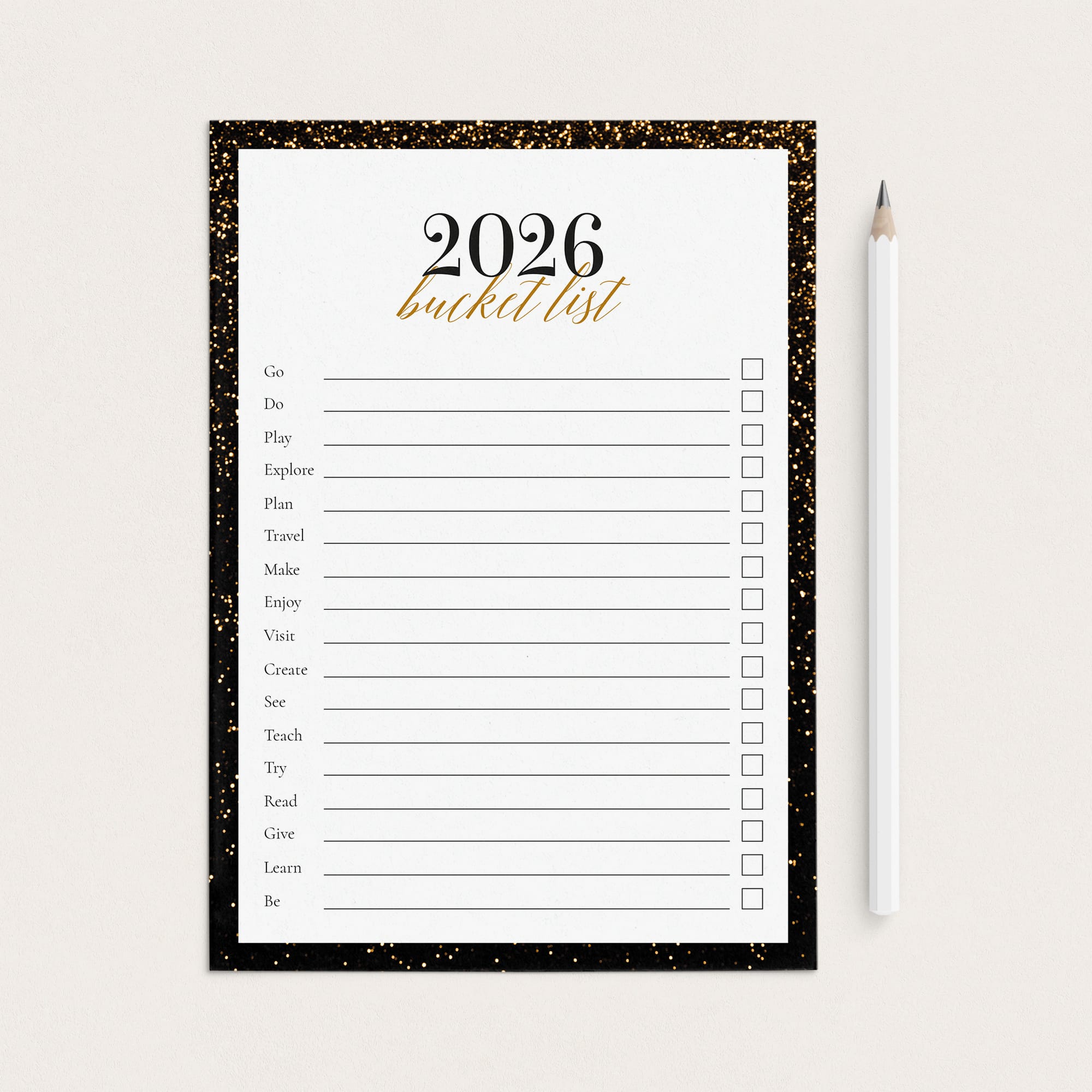 2026 New Year's Bucket List Card Printable by LittleSizzle