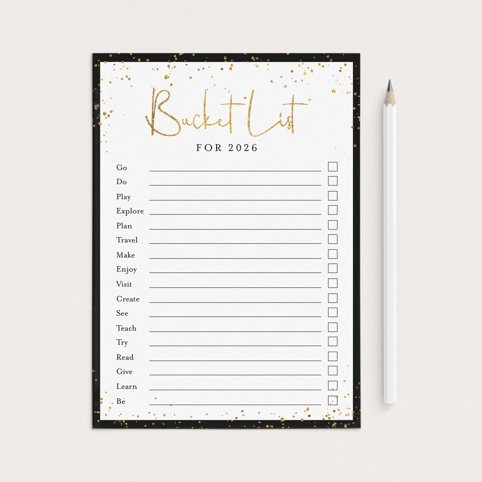 New Years Bucket List for 2026 Printable by LittleSizzle