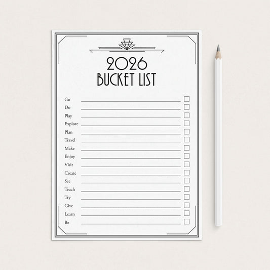 Printable New Year Bucket List 2026 by LittleSizzle