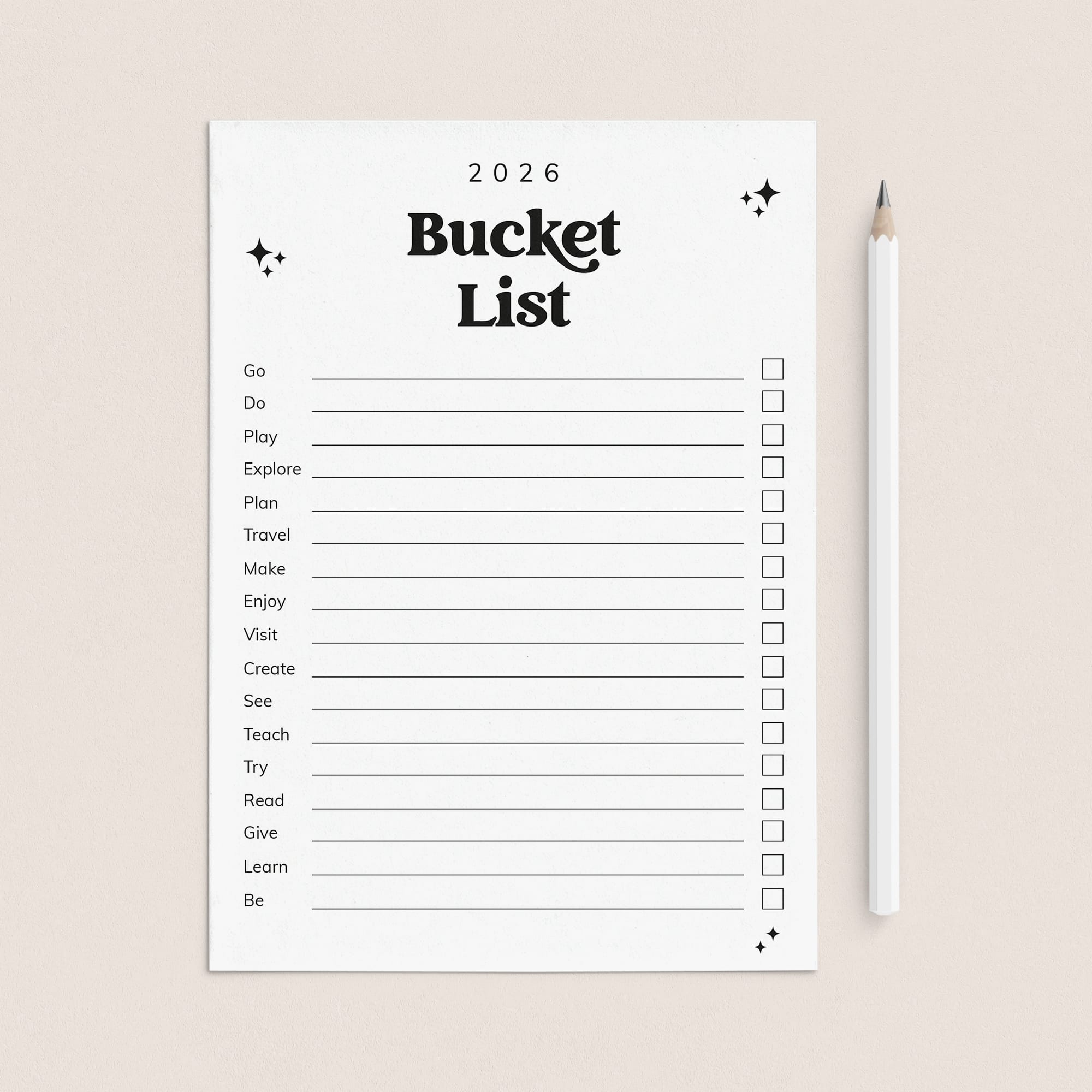 2026 Bucket List Printable by LittleSizzle