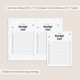 2026 Bucket List Printable