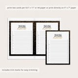 2026 New Year's Bucket List Card Printable