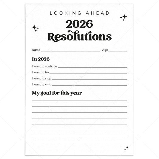2026 New Year Resolutions Goal Setting List Printable by LittleSizzle