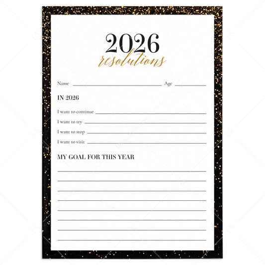 2026 Resolutions and New Year's Goals Card Printable by LittleSizzle