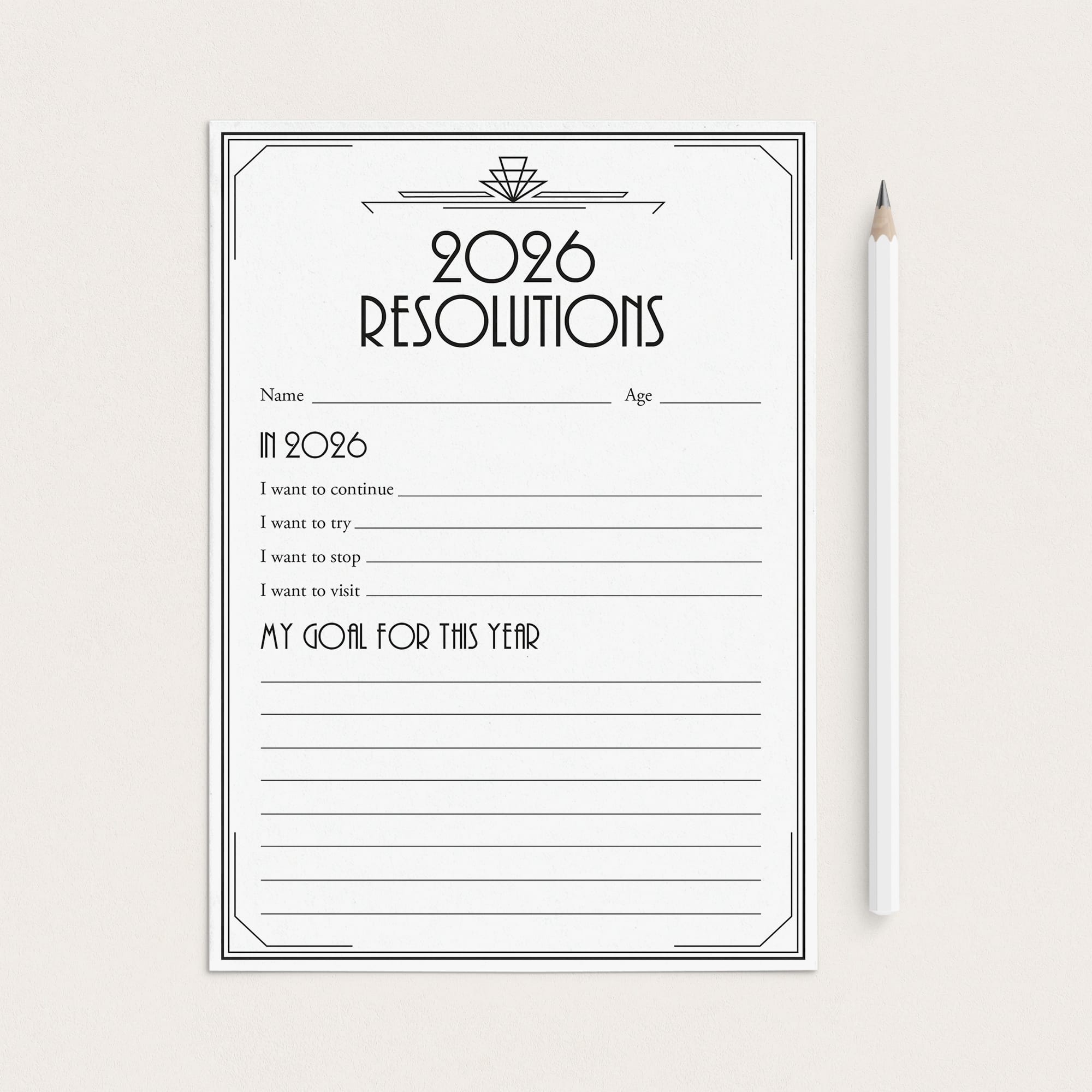 Gatsby New Years Party Printable 2026 Resolutions by LittleSizzle