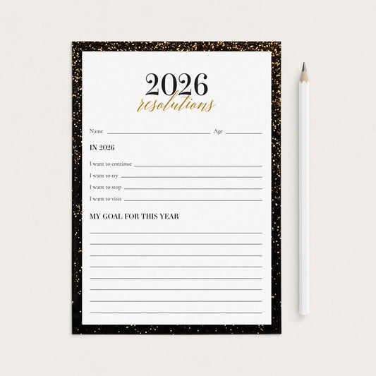 2026 Resolutions and New Year's Goals Card Printable by LittleSizzle