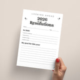 2026 New Year Resolutions Goal Setting List Printable