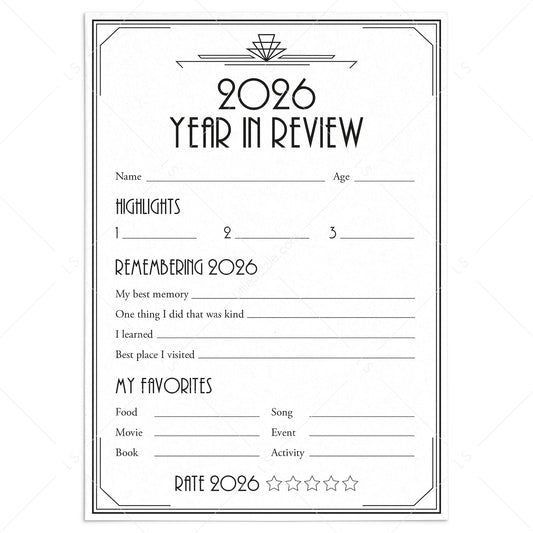 2026 Year in Review Cards for Gatbsy New Years Party by LittleSizzle