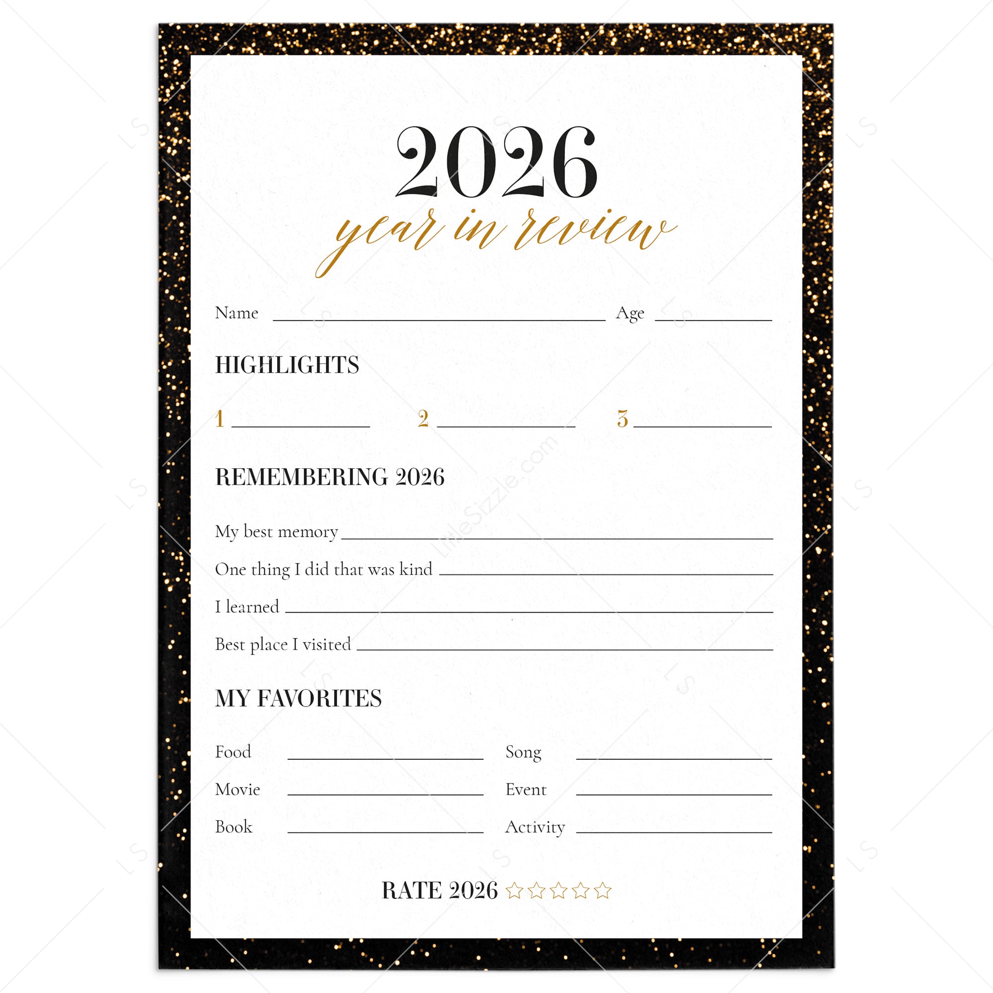 2026 End of Year Reflection Cards Printable by LittleSizzle
