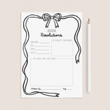 New Year's Resolutions Printable Coquette Bow Theme by LittleSizzle