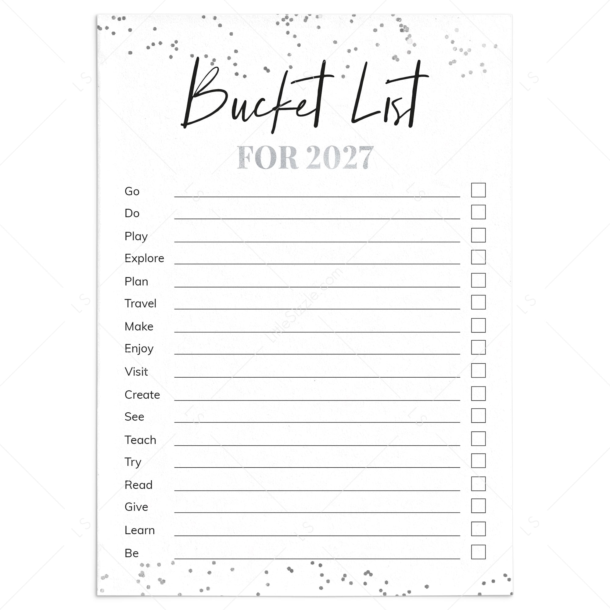 New Year Bucket List Printable by LittleSizzle