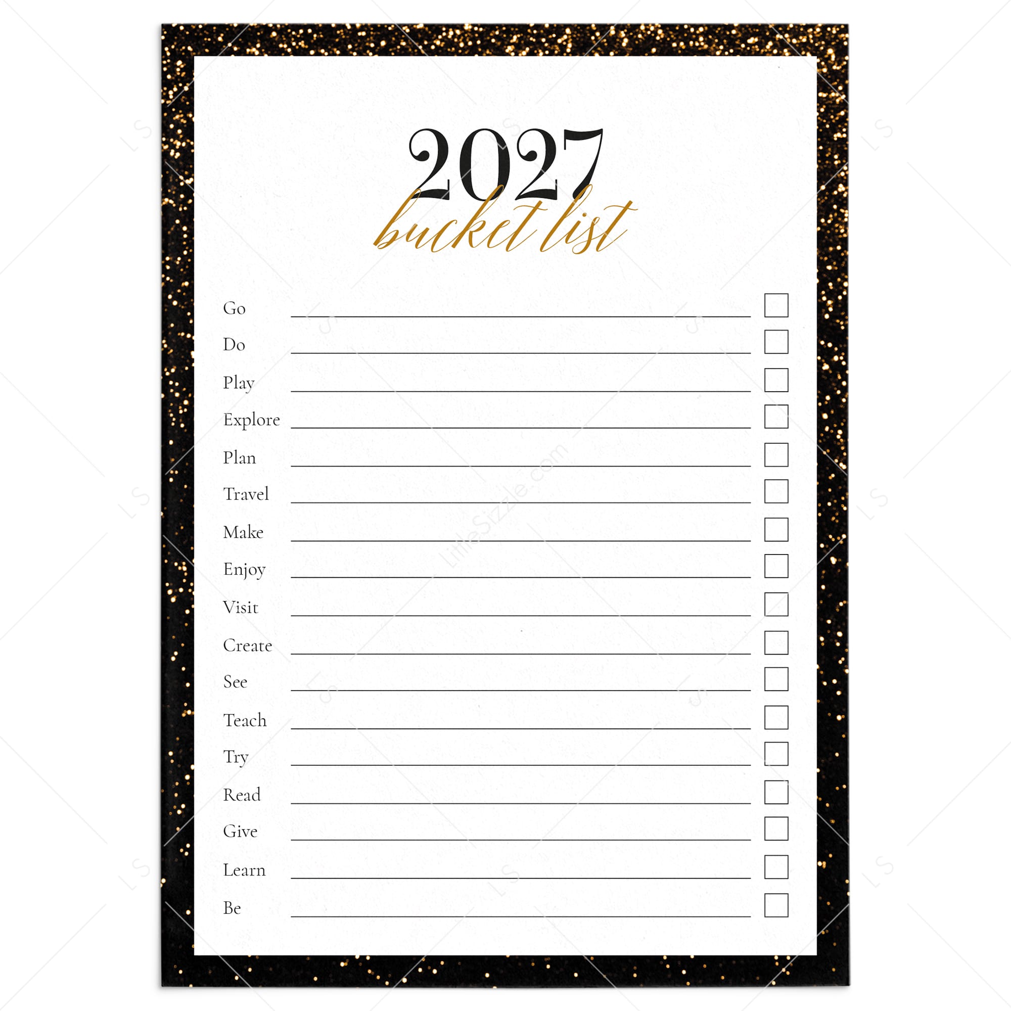 2027 New Year's Bucket List Card Printable by LittleSizzle