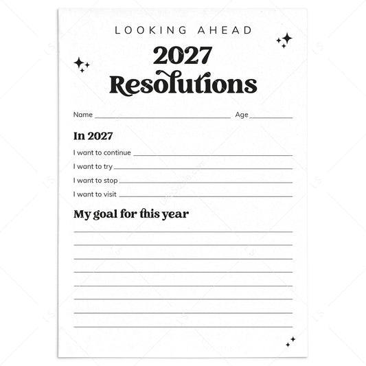 2027 New Year Resolutions Goal Setting List Printable by LittleSizzle