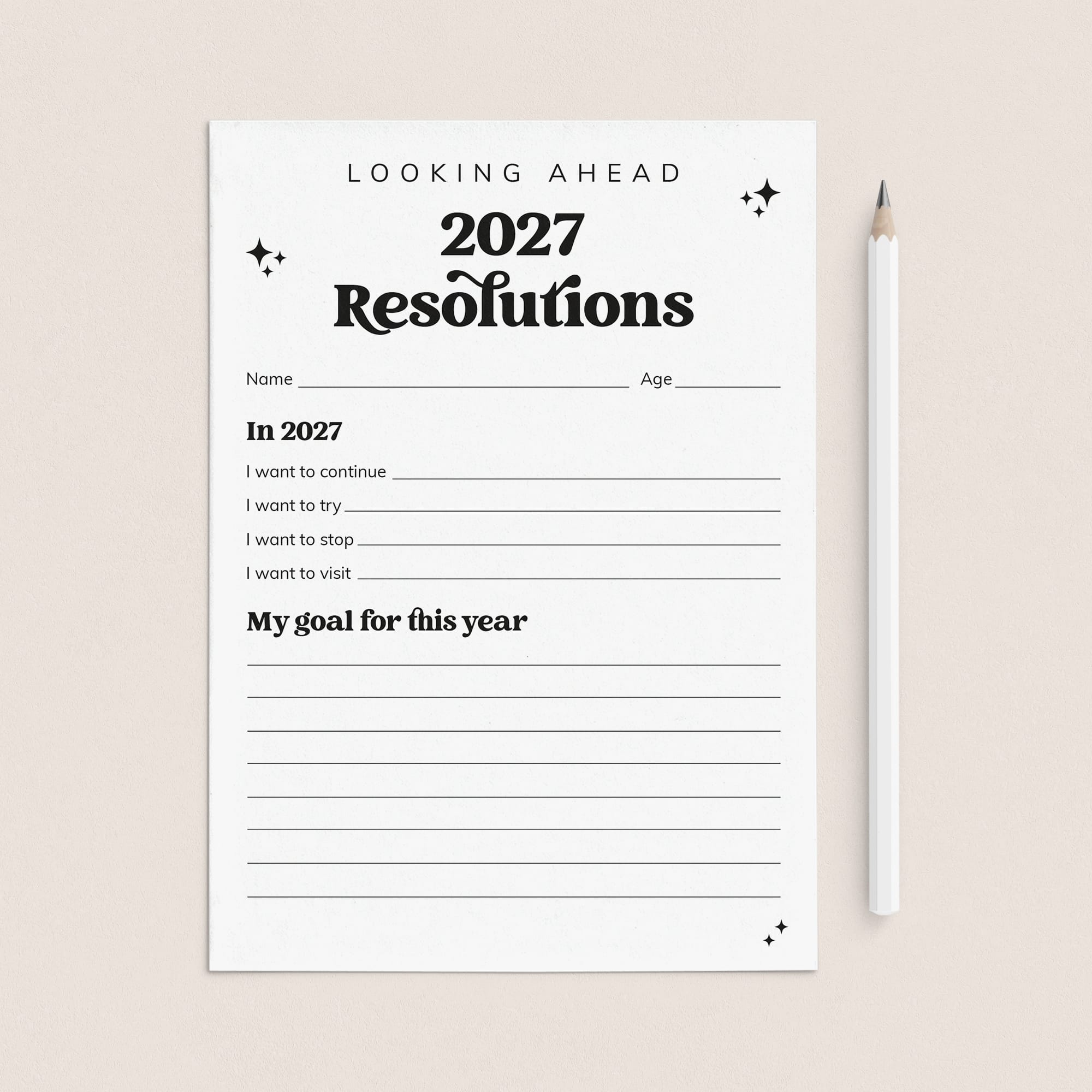 2027 New Year Resolutions Goal Setting List Printable by LittleSizzle