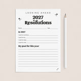 2027 New Year Resolutions Goal Setting List Printable by LittleSizzle