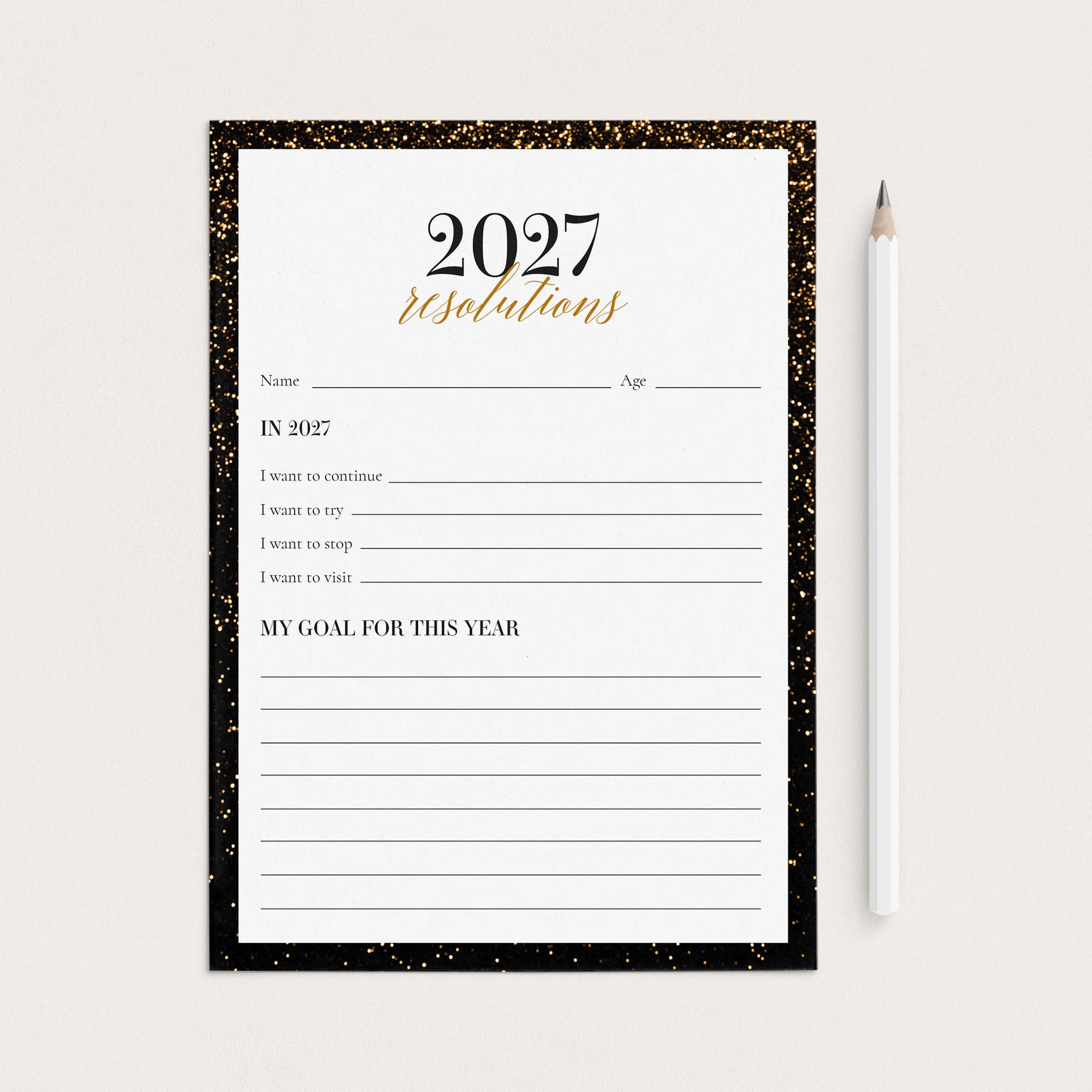 2027 Resolutions and New Year's Goals Card Printable by LittleSizzle