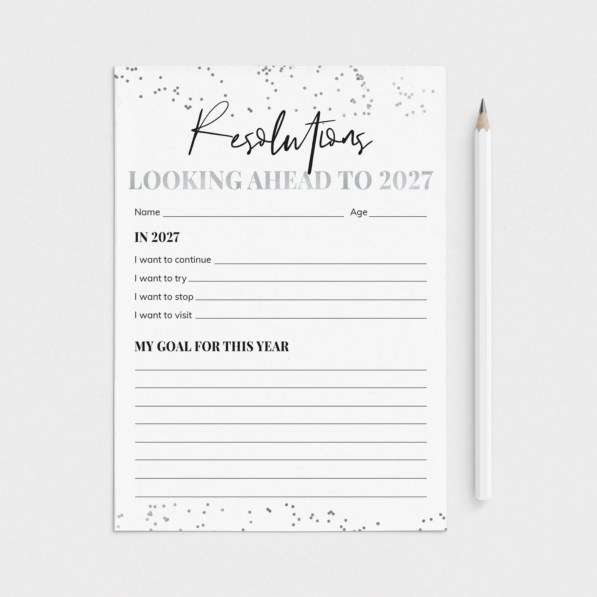New Year Resolutions Card Printable by LittleSizzle