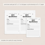 2027 New Year Resolutions Goal Setting List Printable