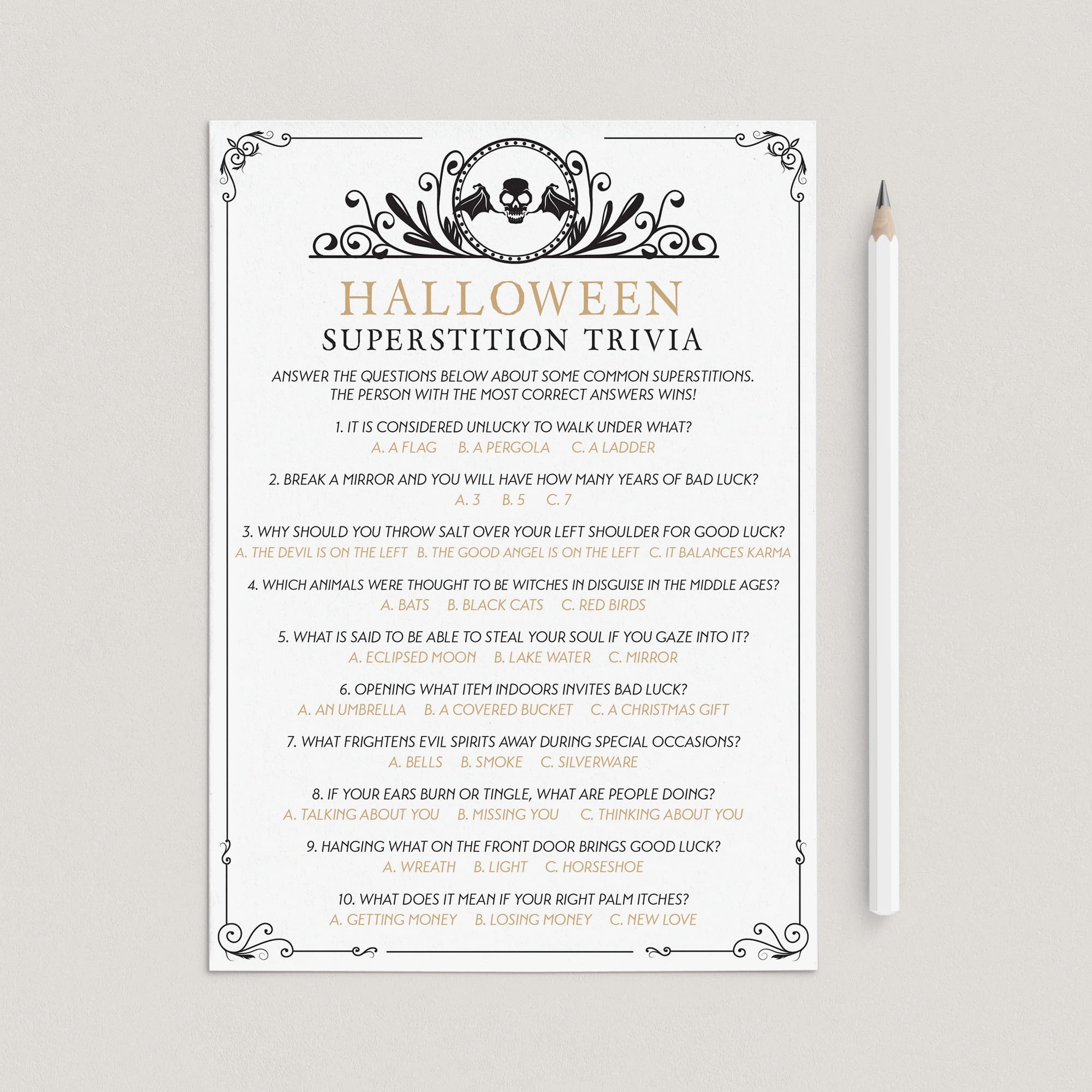 Black Skull Halloween Superstitions Quiz with Answers by LittleSizzle