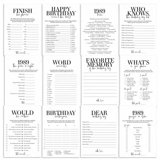Born in 1989 36th Birthday Party Games Bundle For Men by LittleSizzle