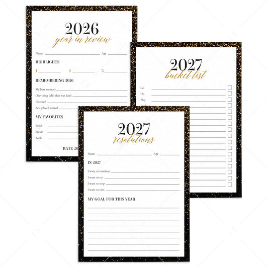 2026/2027 New Years Reflections and Resolutions Cards Printable by LittleSizzle