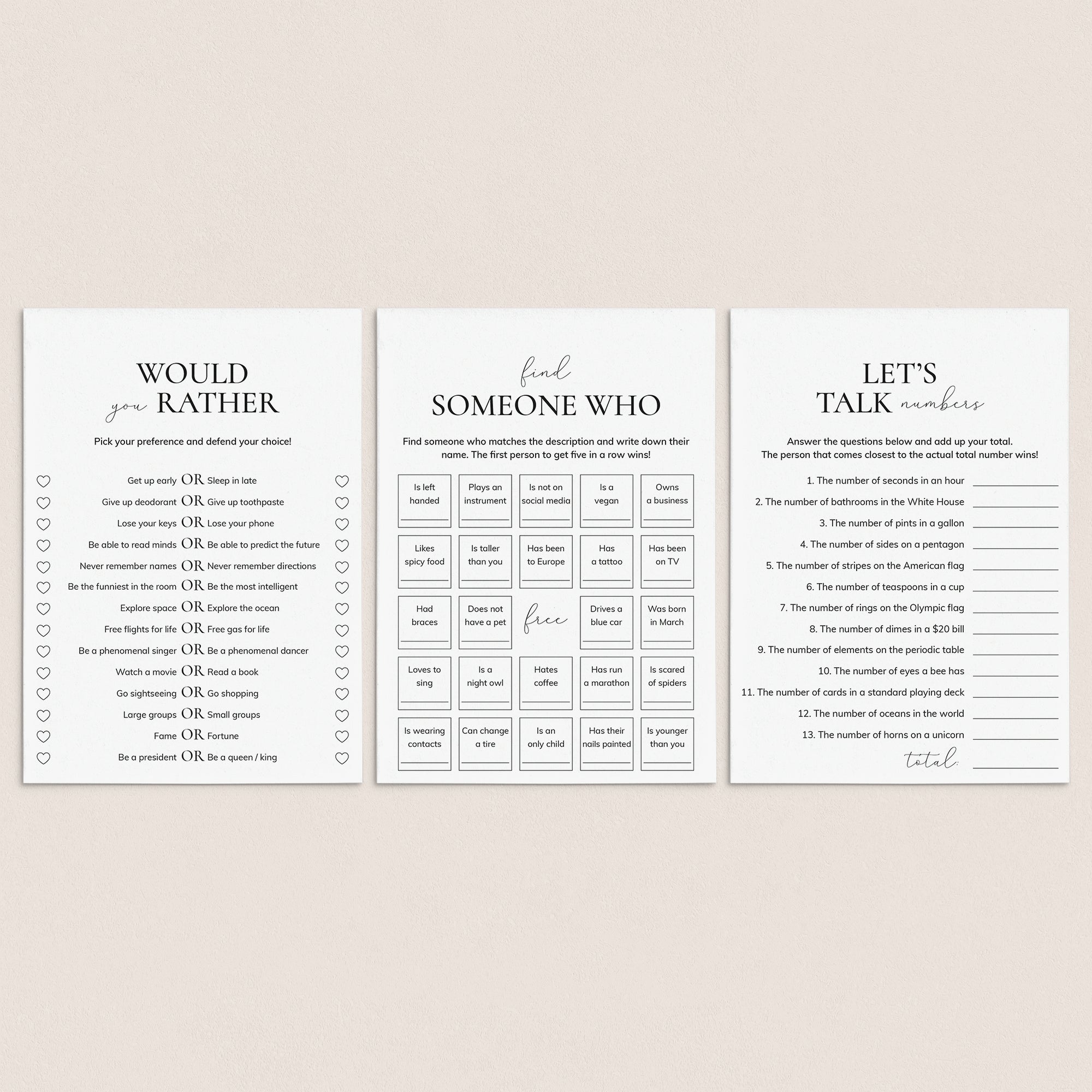 Printable Conversation Cards Get To Know You Games by LittleSizzle