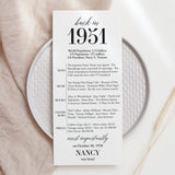75th Birthday Party Decorations Back in 1951 Table Card
