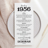 70th Birthday Decorations Born in 1956 Table Card